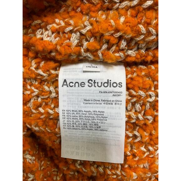 Acne Studios Orange Wool High Neck Tufted Wool Jumper Size L - Picture 4 of 4